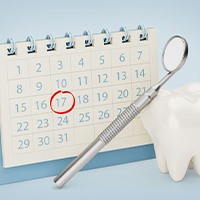 Dental appointment circled in red on calendar