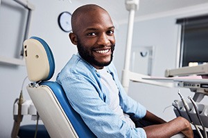 Smiling dental patient in treatment chair