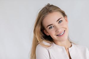 Smiling teen girl with braces